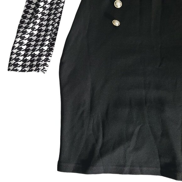 Women's Black White Color Cross Neck Printed Bodycon Dress - Picture 5 of 6